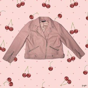 Pink Baccini Faux Leather Motorcycle Jacket